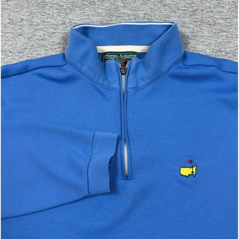 Masters Collection Pullover Mens XL Blue 1/4 Zip Luxury Cotton Golf Preppy FLAWS